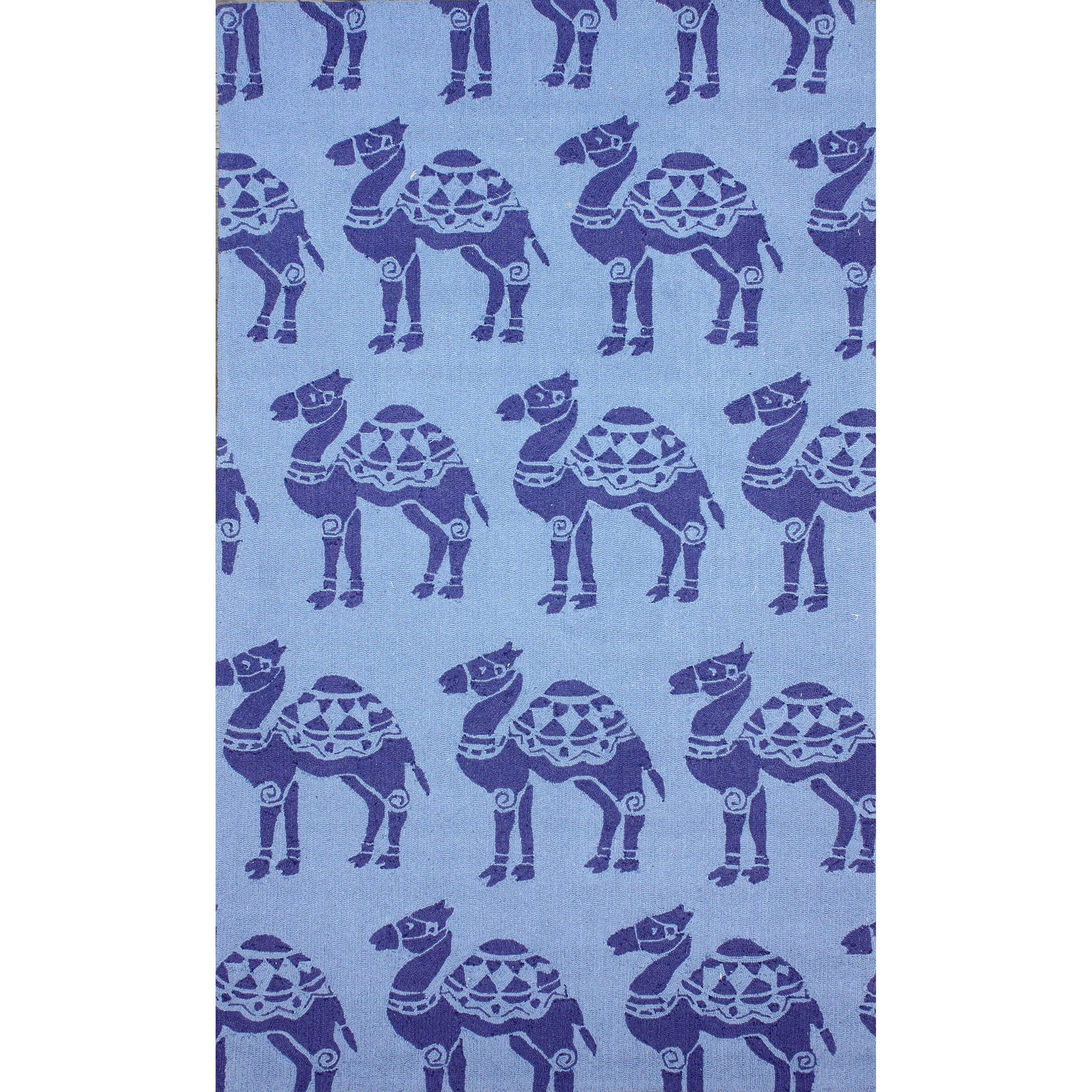 Nuloom Hand hooked Novelty Camel Blue Rug (76 X 96)