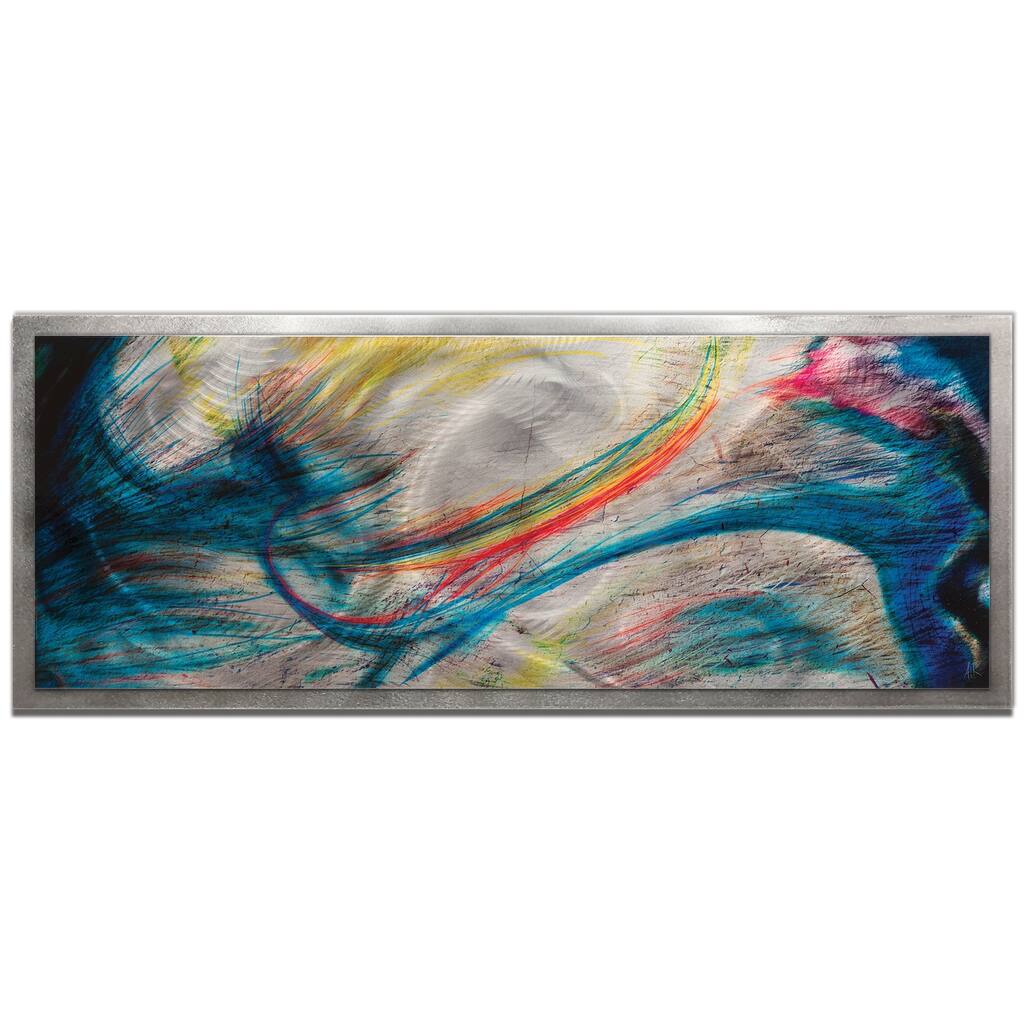 NAY 'Grace and Virtue' Abstract Rainbow Painting Art on Colored Metal