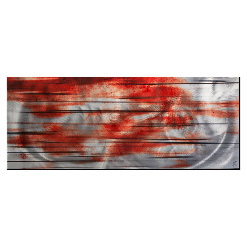 Urban Artwork 'Interlude' Red, Silver & Black Abstract Metal Wall Art