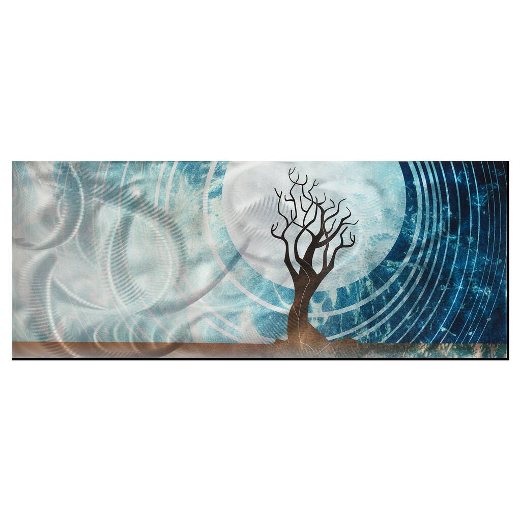 Abstract Moonlight Landscape 'Twilight' Contemporary Tree Theme Modern Metal Wall Art
