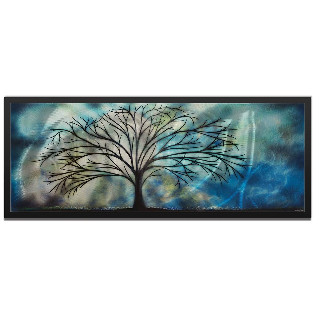 'Moonlight Serenade' Abstract Tree Art on Colored Metal