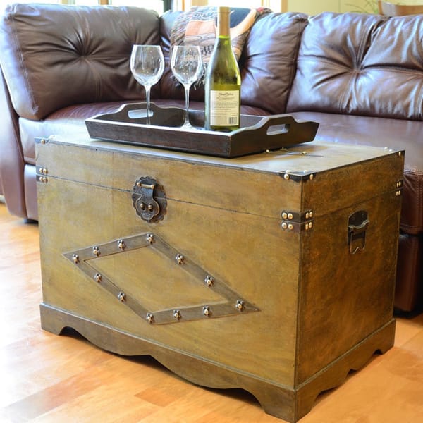 Shop Decorative Jamestown Large Wood Steamer Trunk Wooden Treasure