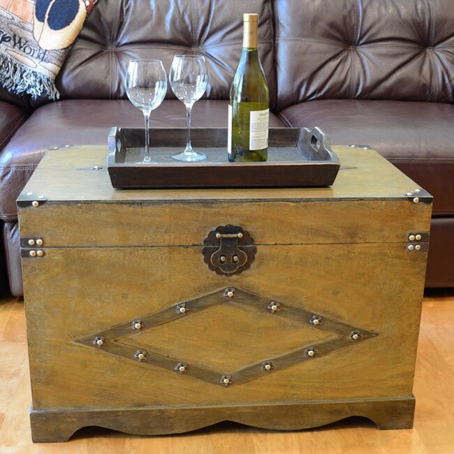 Shop Decorative Jamestown Large Wood Steamer Trunk Wooden Treasure