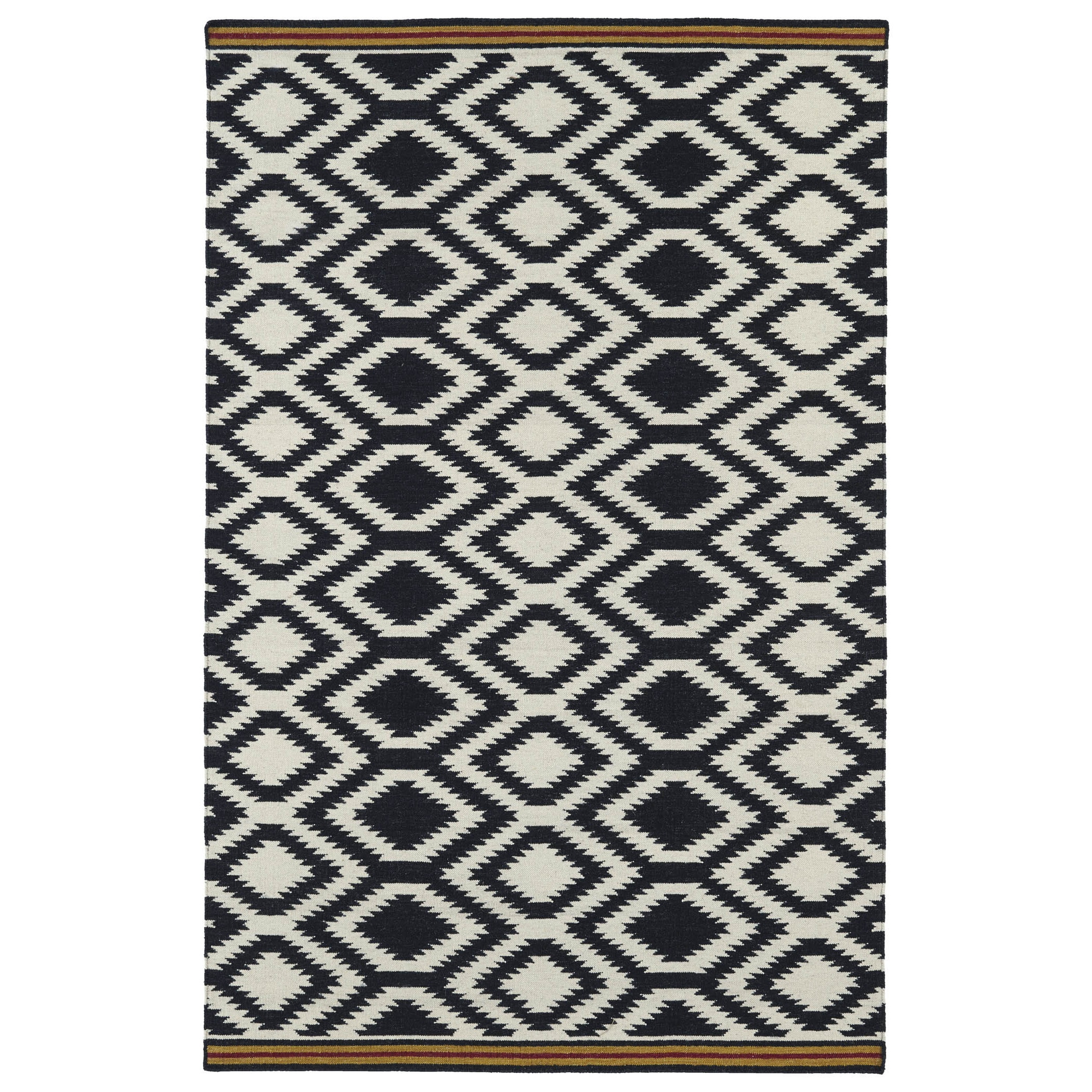 Flatweave Tribeca Black Geo Wool Rug (8 X 10)