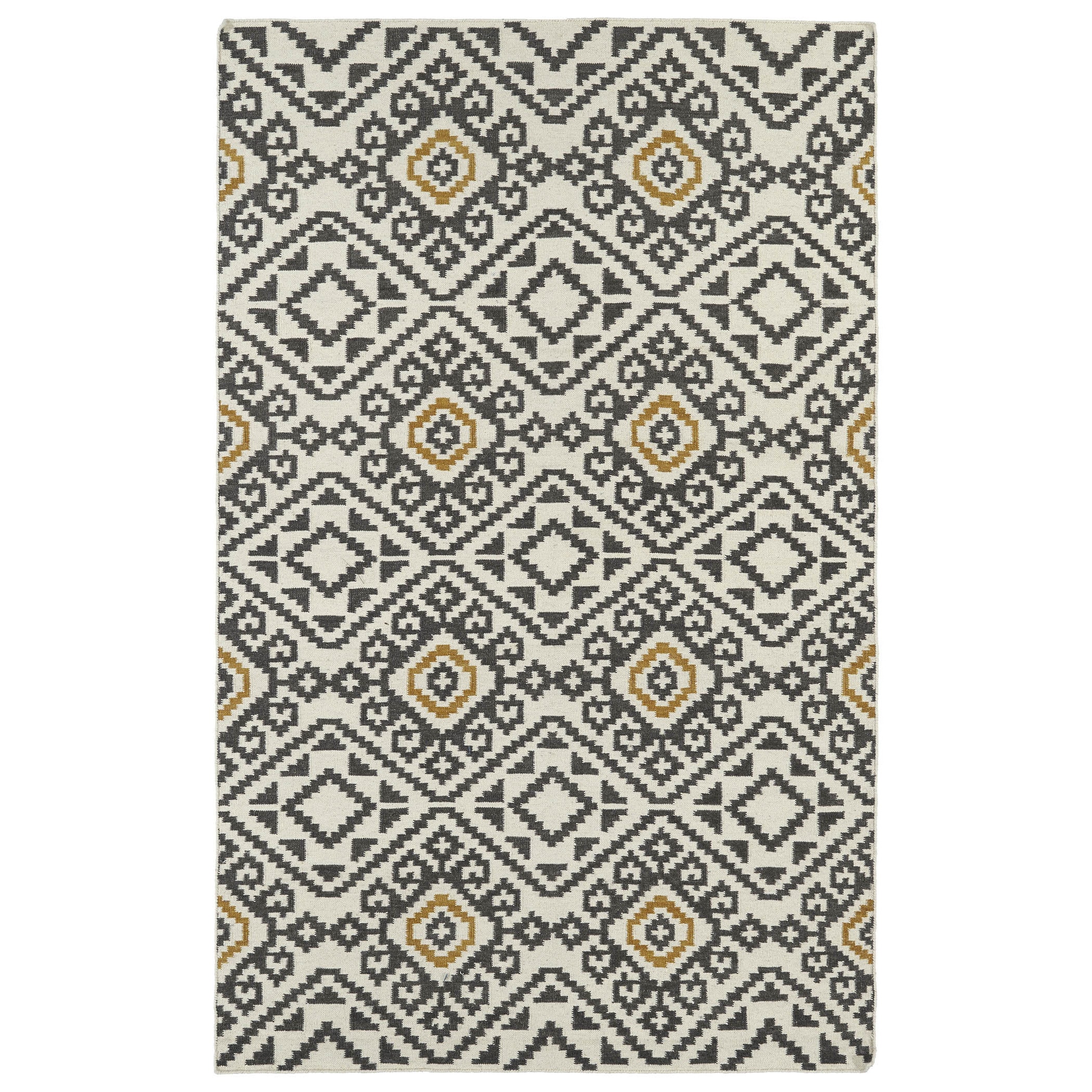 Flatweave Tribeca Grey Motif Wool Rug (2 X 3)