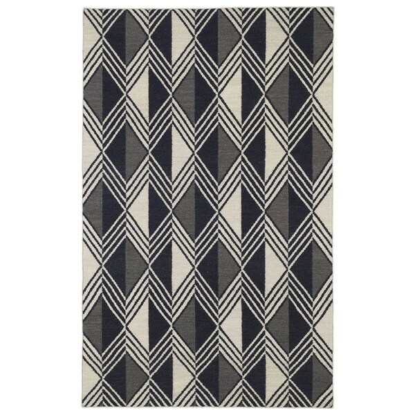 Flatweave TriBeCa Black Diamonds Wool Rug - 3'6" x 5'6"