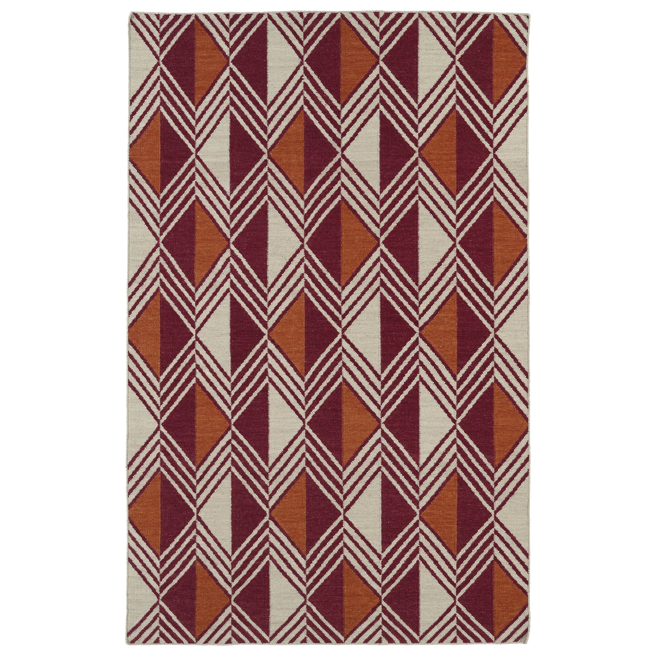 Flatweave Tribeca Red Diamonds Wool Rug (8 X 10)