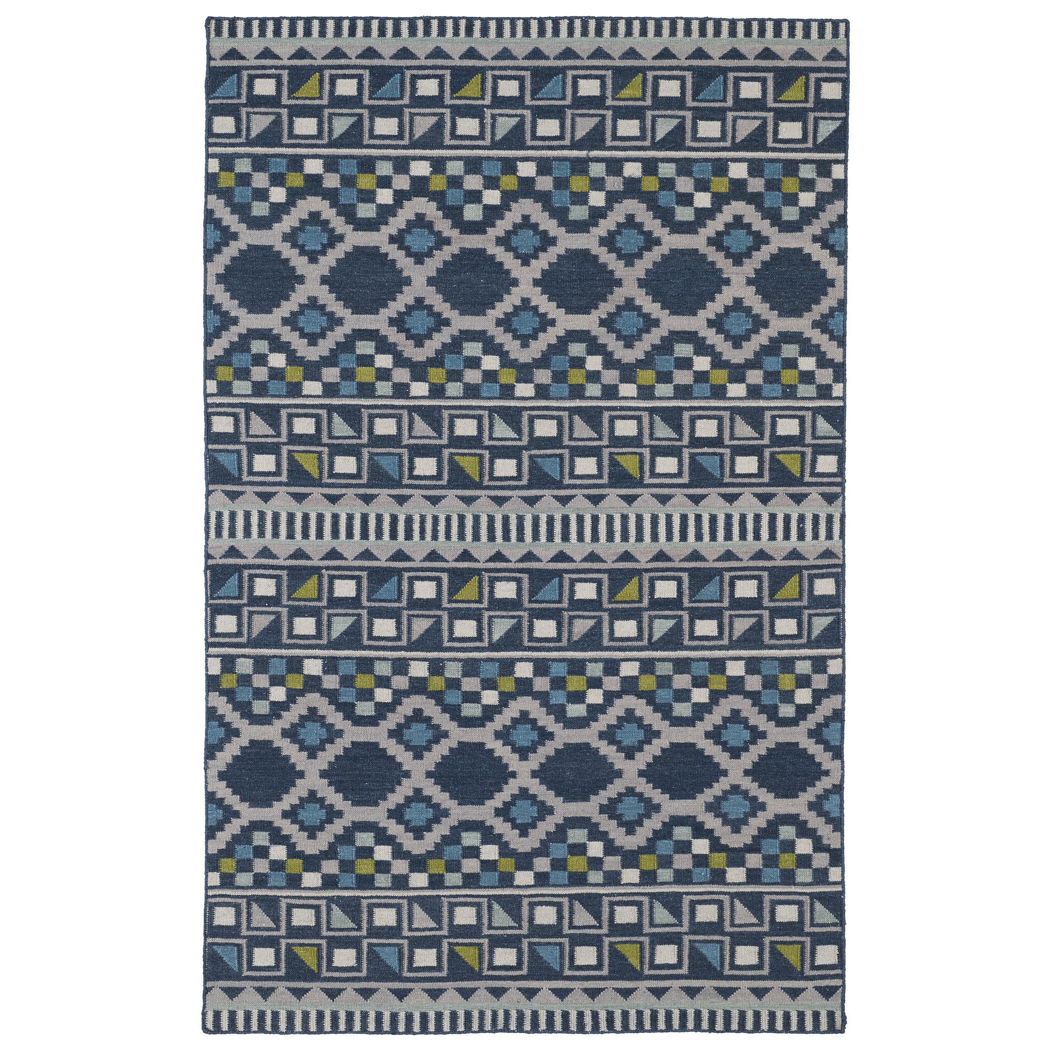 Flatweave Tribeca Blue Wool Rug (36 X 56)