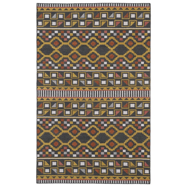 Flatweave TriBeCa Charcoal Wool Rug (9' x 12') - 9' x 12'