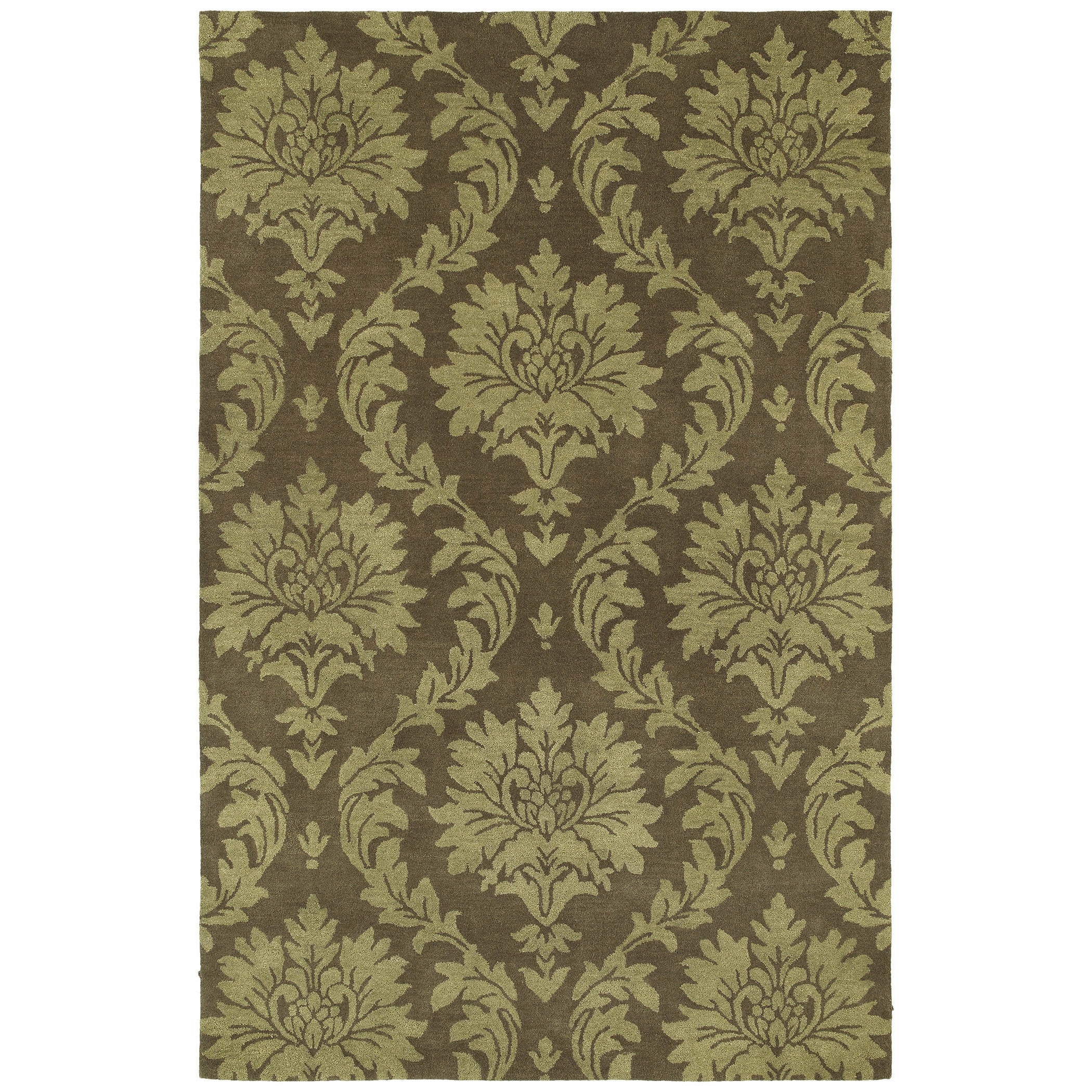 Swanky Chocolate Brown Damask Wool Rug (5 X 76)