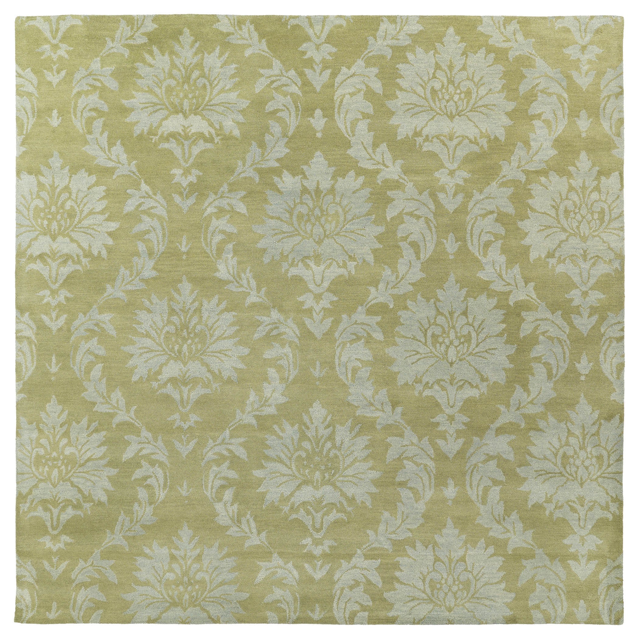 Swanky Avocado Damask Wool Rug (79 Square)