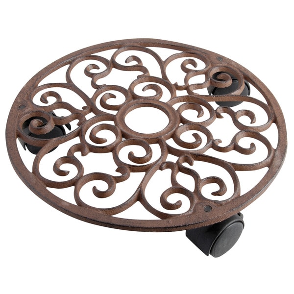 Round Cast Iron Scrollwork Plant Trolley