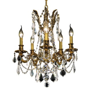Somette Meilen 5-light Royal Cut Crystal and French Gold Chandelier (Meilen 5-Light French Gold Chandelier) - Chandeliers For Bedrooms by Overstock.com