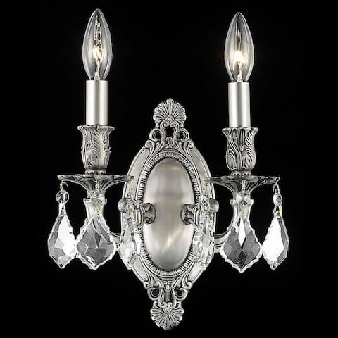 Somette Aubonne Royal Cut Crystal and Pewter 2-light Wall Sconce