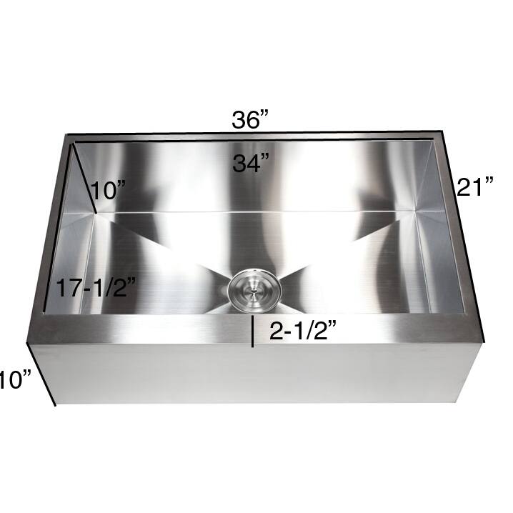 36-inch 16-gauge Farmhouse Single Bowl Flat Apron Kitchen Sink