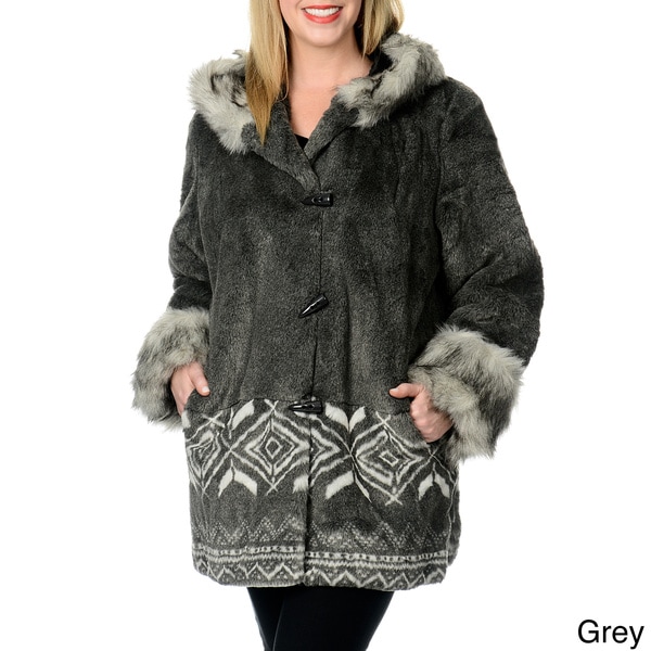 Nuage Womens Plus Size Marco Faux Fur Scene Coat  