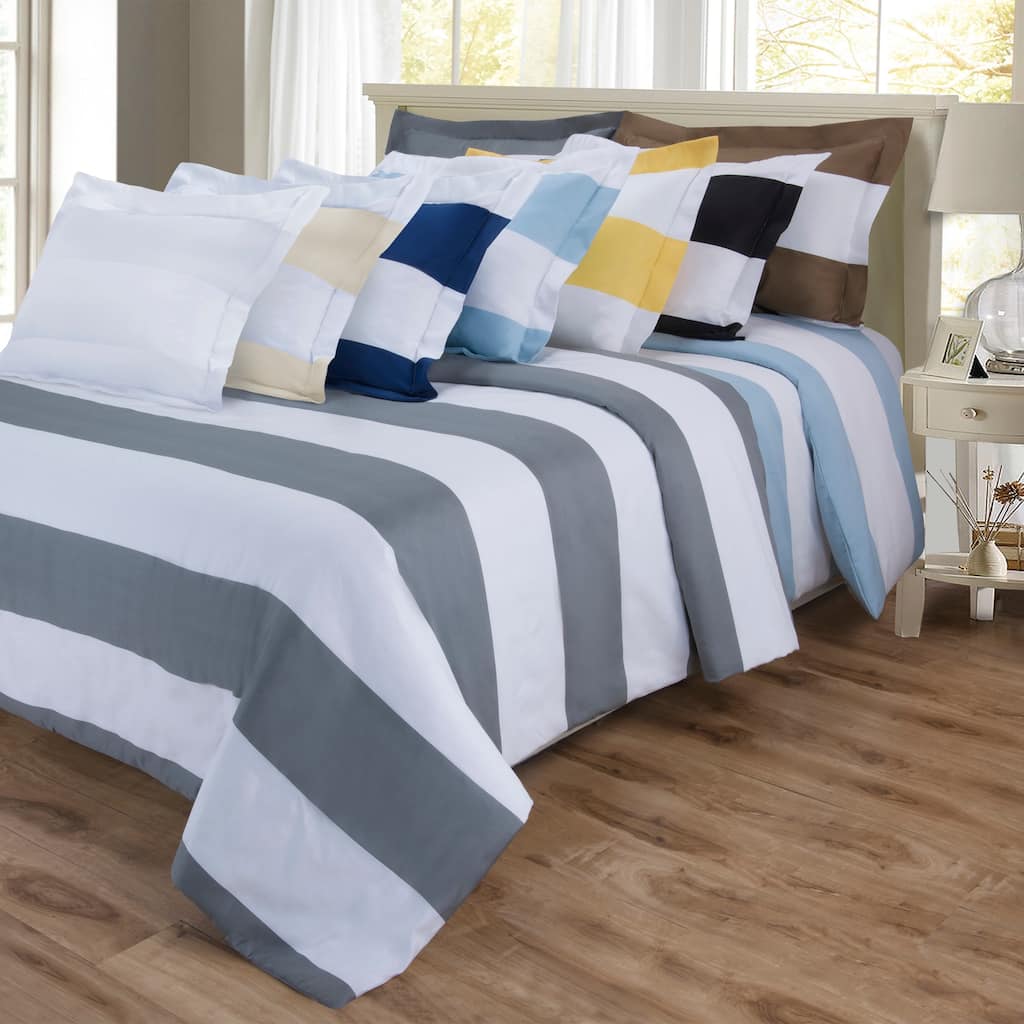 Superior Cabana Stripe Cotton Blend Duvet Cover Set
