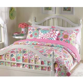 Cozy Line Mariah 3-piece Pink Floral Kids' Quilt Set