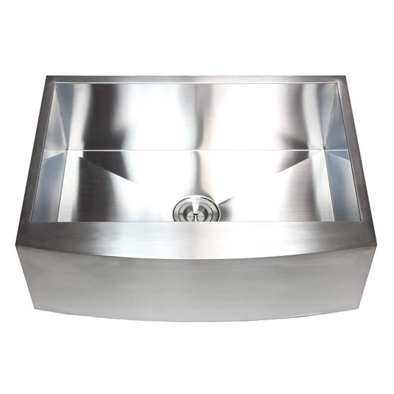 36-inch Stainless Steel 16 Gauge Curved Farmhouse Apron Single Bowl Kitchen Sink - Silver