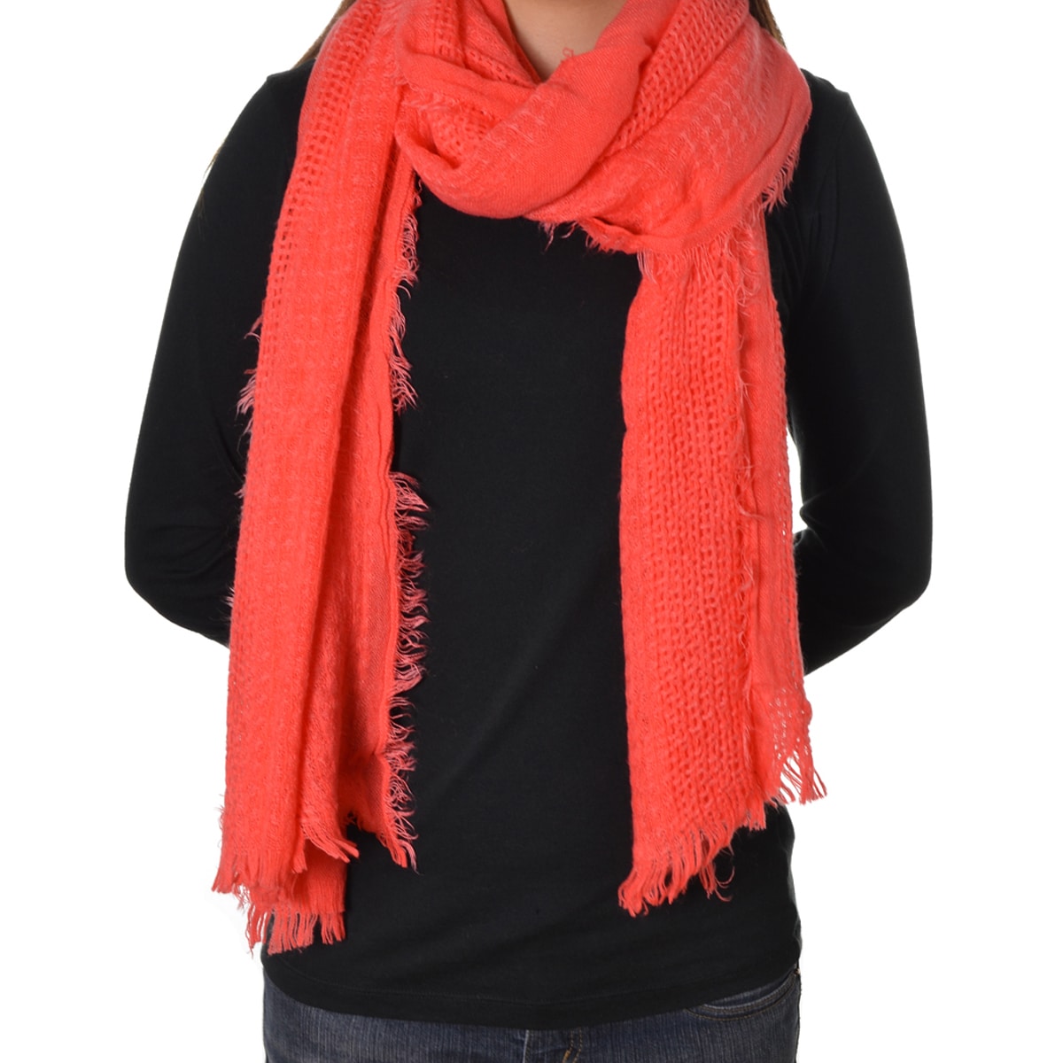 Coral Red Soft Gauze Scarf