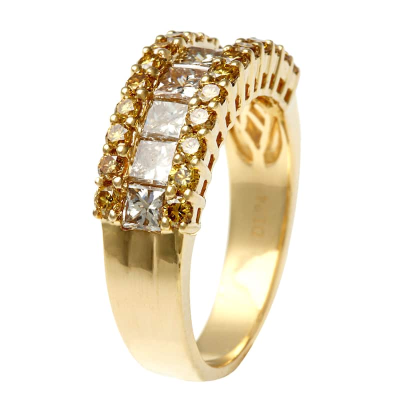14k Yellow Gold 1 3/4ct TDW Brown and Yellow Diamond Ring