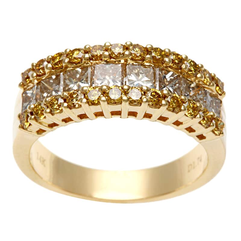 14k Yellow Gold 1 3/4ct TDW Brown and Yellow Diamond Ring