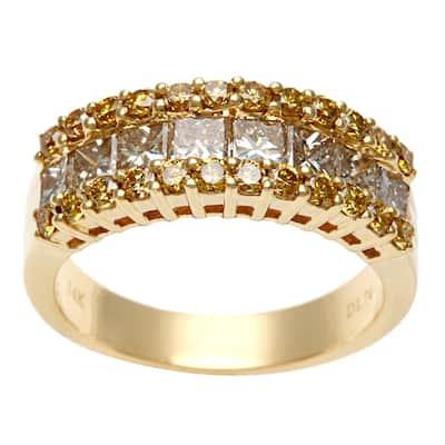 14k Yellow Gold 1 3/4ct TDW Brown and Yellow Diamond Ring
