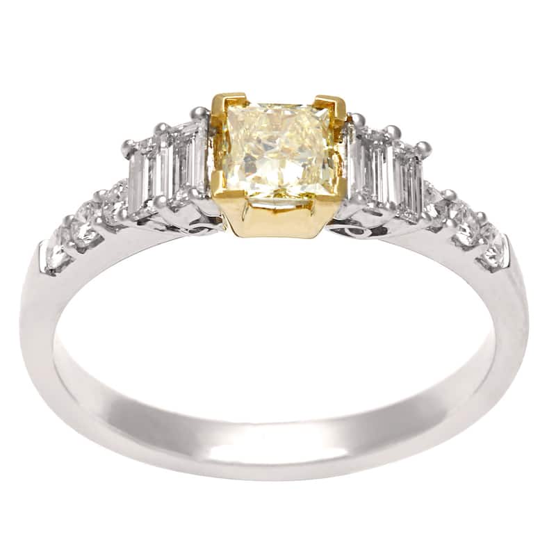 18k Two-tone Gold 1ct TDW Yellow and White Diamond Ring (H-I, SI1-SI2)