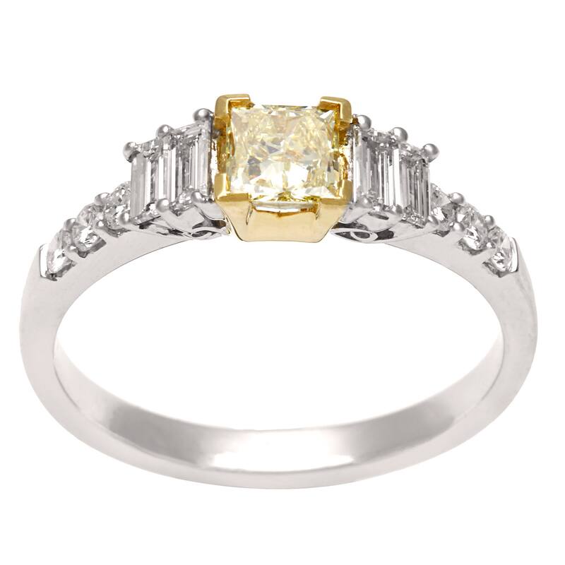 18k Two-tone Gold 1ct TDW Yellow and White Diamond Ring (H-I, SI1-SI2)