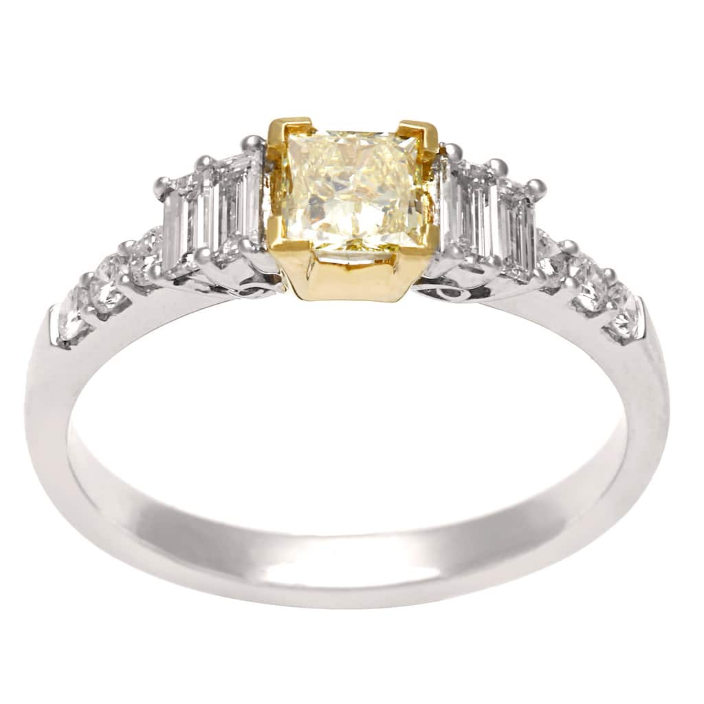 18k Two-tone Gold 1ct TDW Yellow and White Diamond Ring (H-I, SI1-SI2)