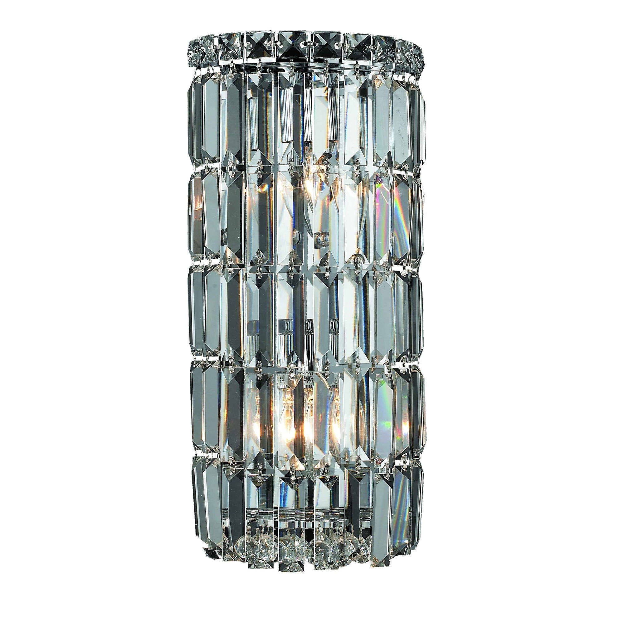 Christopher Knight Home Lausanne 2 light Royal Cut Crystal/ Chrome Wall Sconce (Crystal and aluminumFinish ChromeNumber of lights Two (2)Requires 60 watt max bulb (not included)Bulb type E12, 110V 125VDimensions 8 inches long x 8 inches wide x 16 inc