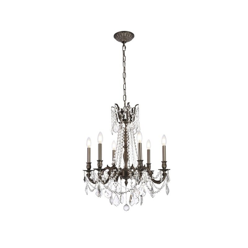 Somette Lucerne 6-light Royal Cut Crystal and Pewter Chandelier (Lucerne 6-Light Pewter Chandelier) - Chandeliers For Bedrooms by Overstock.com