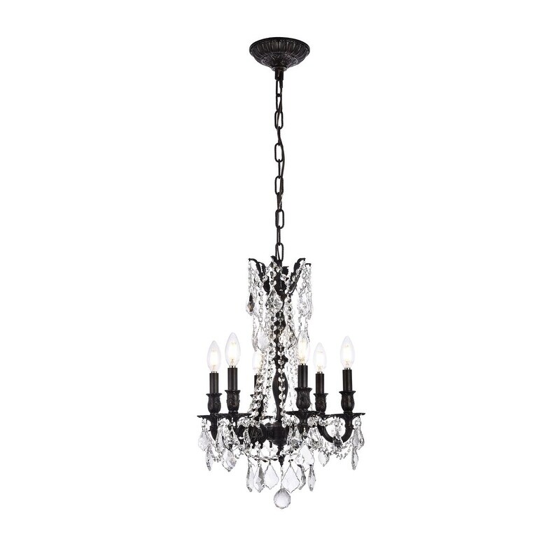 Somette Lucerne 6-light Royal Cut Crystal and Dark Bronze Chandelier (Lucerne 6-Light Dark Bronze Chandelier) - Chandeliers For Bedrooms by Overstock.com