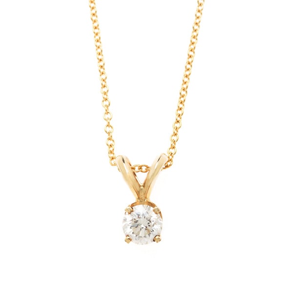 Neda Behnam DFAC 14k Yellow Gold 1/3ct TDW Round Diamond Pendant (H I, SI1 SI2) Diamonds for a Cure Diamond Necklaces