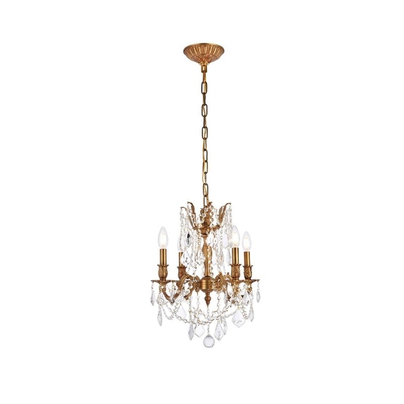 Christopher Knight Home Zurich 4 light Royal Cut Crystal/ French Gold Chandelier (Crystal and aluminumFinish French goldNumber of lights Four (4)Requires 60 watt max bulb (not included)Bulb type E12, 110V 125VIncludes 5 feet of chain/wireDimensions 