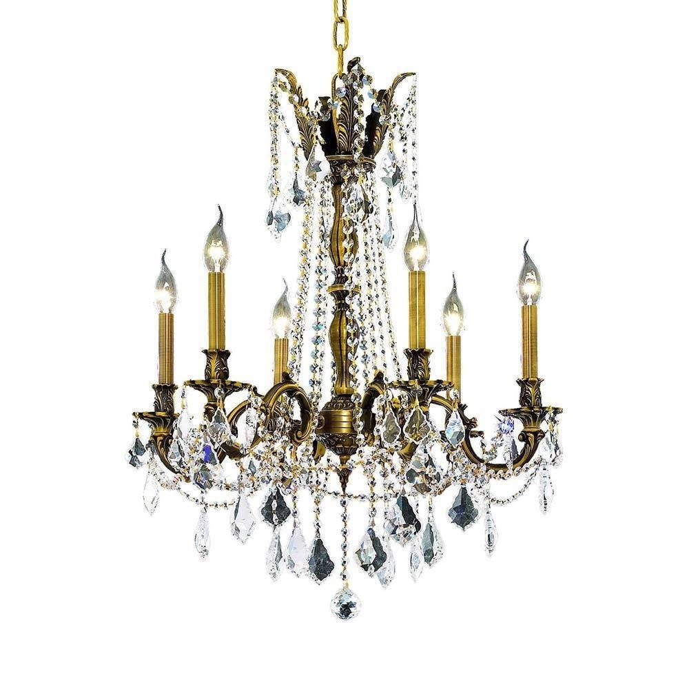 Christopher Knight Home Lucerne 6 light Royal Cut Crystal And Antique Bronze Chandelier (Crystal and AluminumFinish Antique BronzeNumber of lights 6Requires six (6) 60 watt max bulb (not included)Bulb type E12, 110V 125V5 feet of chain/wire includedDim