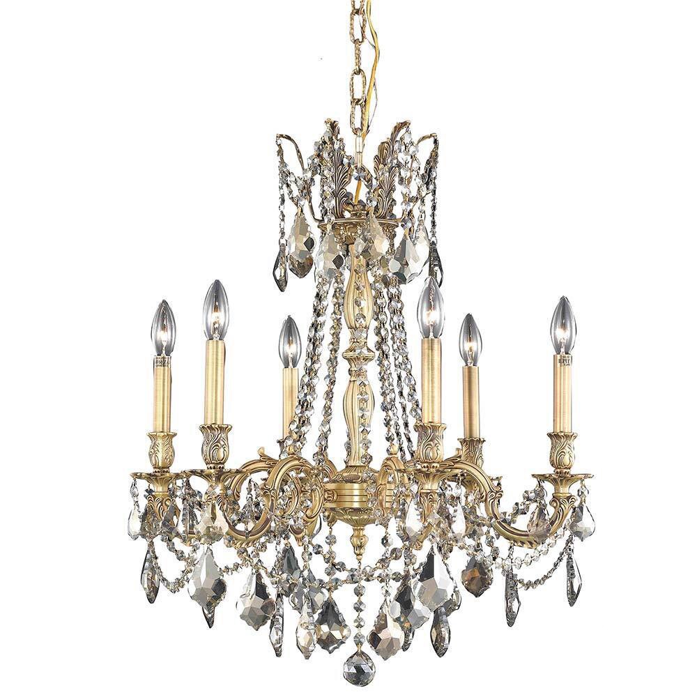 Somette Lucerne 6-light Royal Cut Gold Crystal/ French Gold Chandelier (Lucerne 6-Light Gold Chandelier) - Chandeliers For Bedrooms by Overstock.com