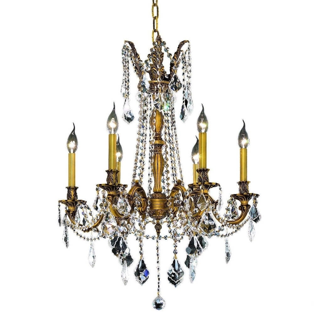 Somette Lucerne 6-light Royal Cut Crystal and French Gold Chandelier (Lucerne 6-Light French Gold Chandelier) - Chandeliers For Bedrooms by Overstock.com