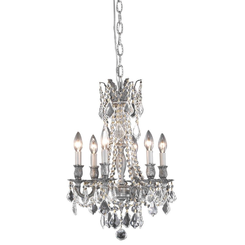 Somette Lucerne 6-light Royal Cut Crystal/ Pewter Chandelier (Lucerne 6-Light Pewter Chandelier) - Chandeliers For Bedrooms by Overstock.com