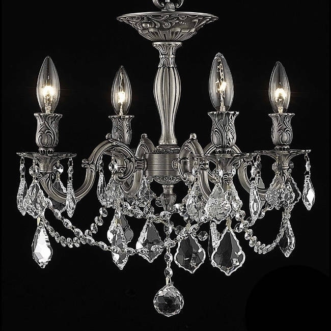 Christopher Knight Home Zurich 4 light Royal Cut Crystal And Pewter Flush Mount (Crystal and aluminumFinish PewterNumber of lights Four (4)Requires Four (4) 60 watt max bulb (not included)Bulb type E12, 110V 125VDimensions 17 inches long x 17 inches 