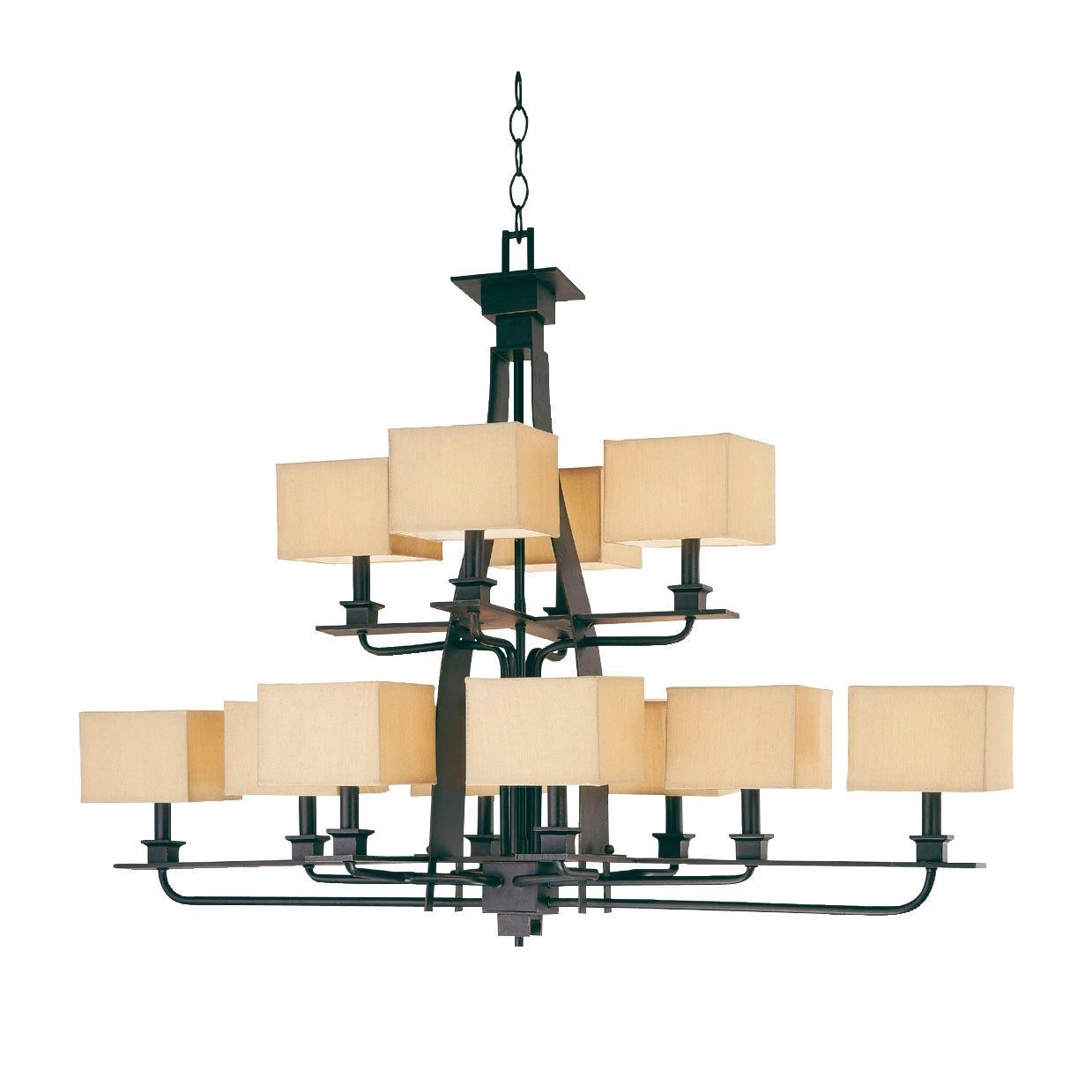 Twelve Light Black/ Gold Mirabelle Chandelier