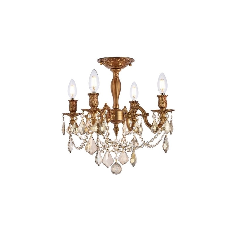 Christopher Knight Home Zurich 4 light Royal Cut Gold Crystal And French Gold Flush Mount