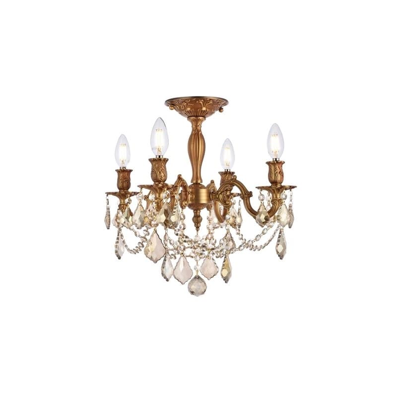 Somette Zurich 4-light Royal Cut Gold Crystal and French Gold Flush Mount