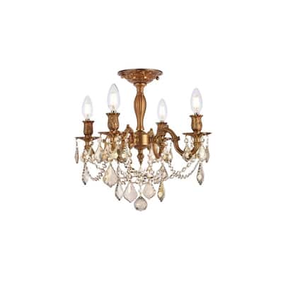 Somette Zurich 4-light Royal Cut Gold Crystal and French Gold Flush Mount