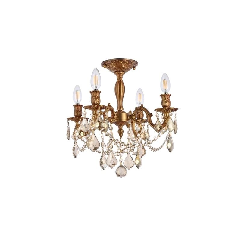 Somette Zurich 4-light Royal Cut Gold Crystal and French Gold Flush Mount