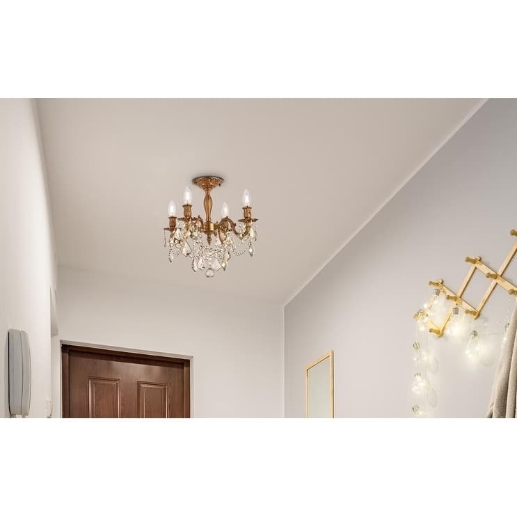 Somette Zurich 4-light Royal Cut Gold Crystal and French Gold Flush Mount