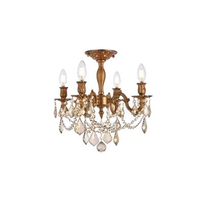 Somette Zurich 4-light Royal Cut Gold Crystal and French Gold Flush Mount