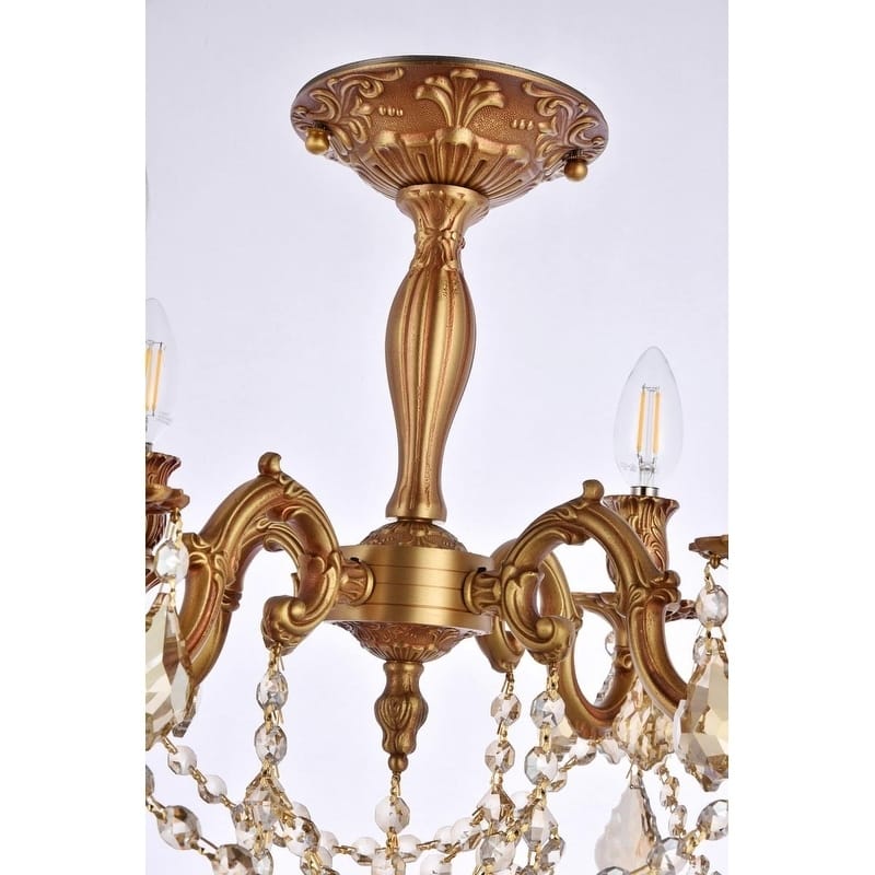 Somette Zurich 4-light Royal Cut Gold Crystal and French Gold Flush Mount