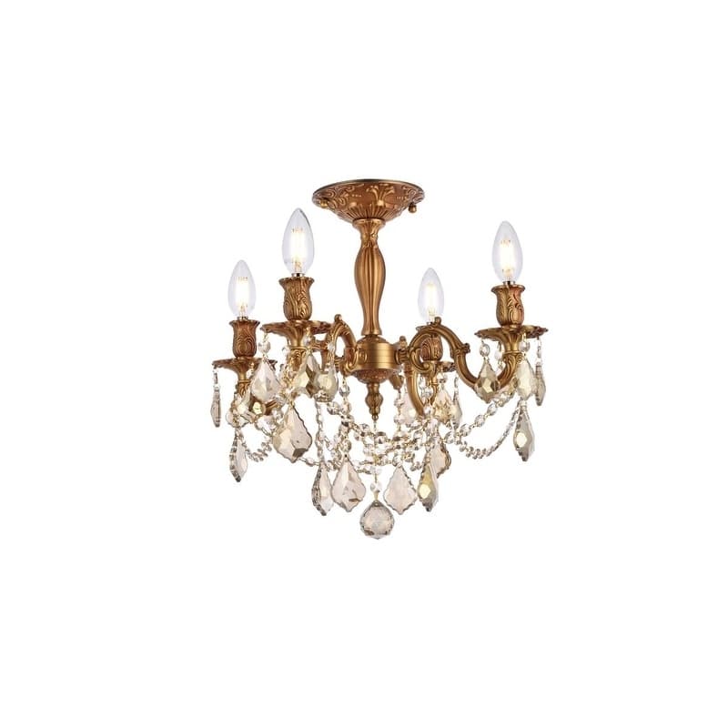 Somette Zurich 4-light Royal Cut Gold Crystal and French Gold Flush Mount