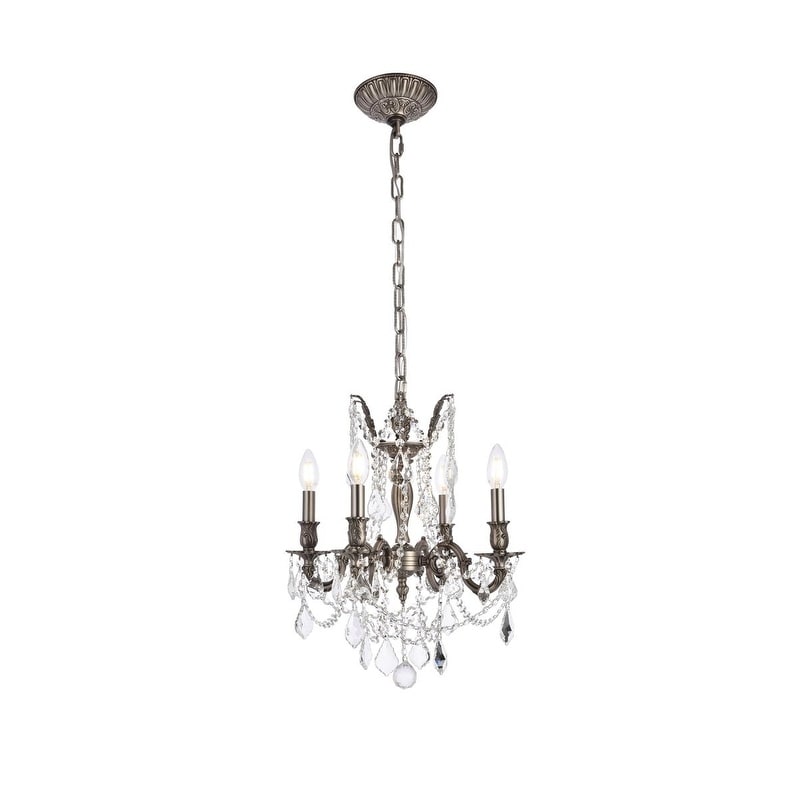 Christopher Knight Home Zurich 4 light Royal Cut Crystal And Pewter Chandelier (Crystal and AluminumFinish PewterNumber of lights Four (4)Requires four (4) 60 watt max bulb (not included)Bulb type E12, 110 Volt 125 Volt Five feet of chain/wire included